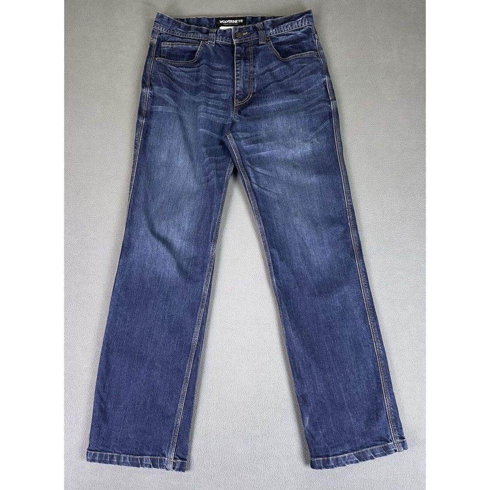 Wolverine FR Jeans Mens 32x32 Blue Bootcut Workwear Construction CAT2